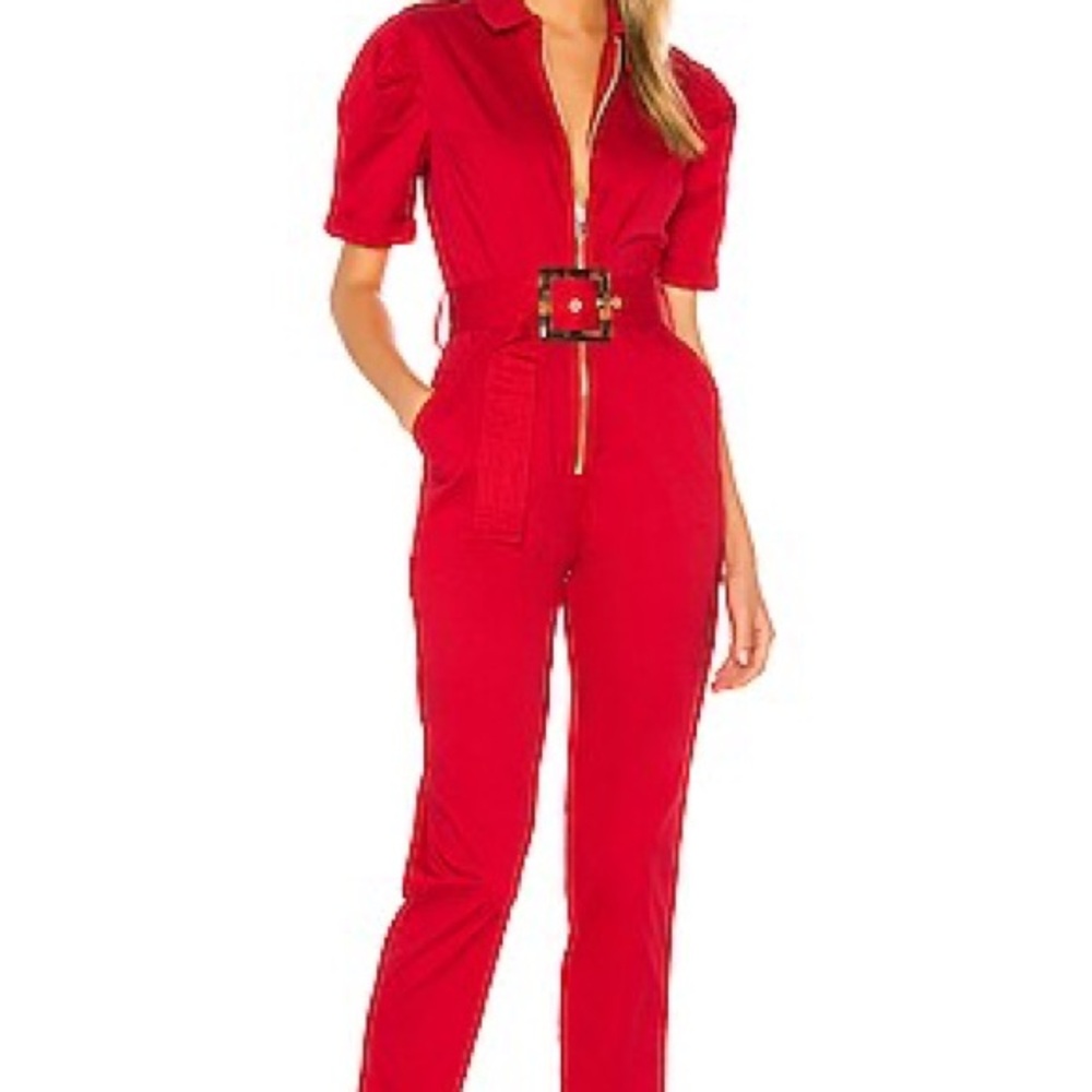 WeWoreWhat Red Women's Jumpsuit with Belt